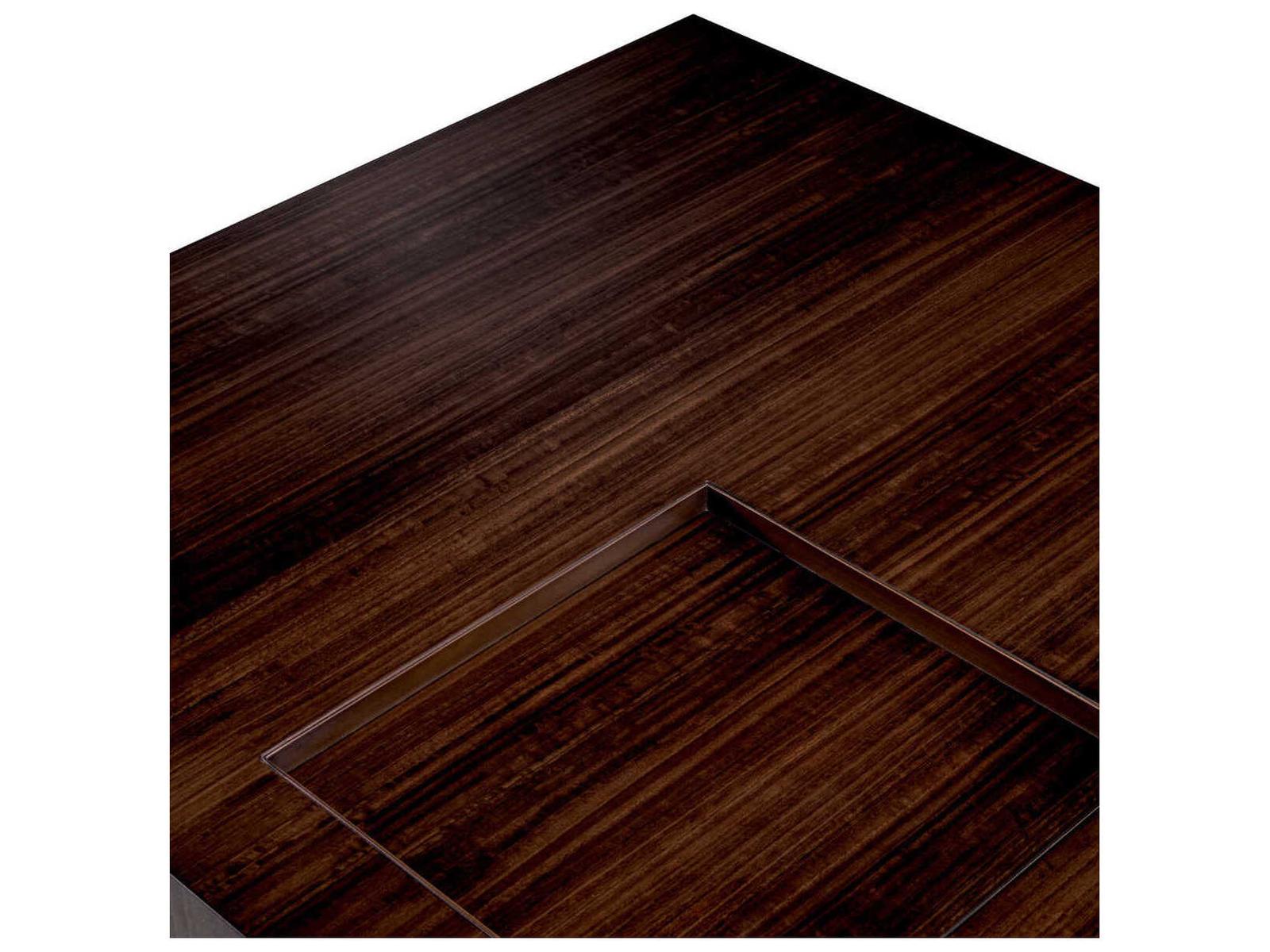 Otus Square Coffee Table in Eucalyptus High-Gloss Veneer and Bronze