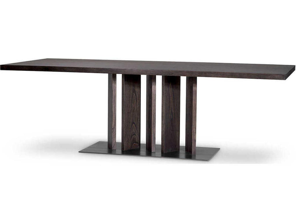 Julius Rectangle Dining Table in Mocha Oak Veneer with Bronze Finish