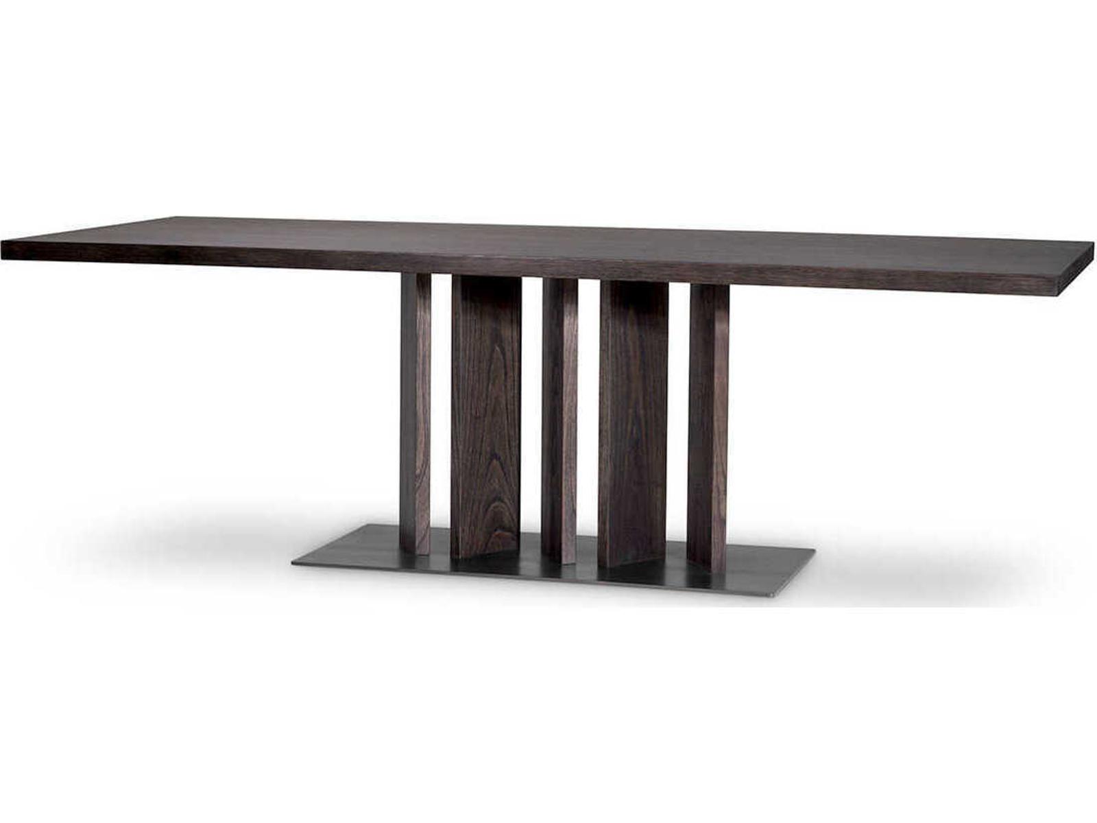 Julius Rectangle Dining Table in Mocha Oak Veneer with Bronze Finish