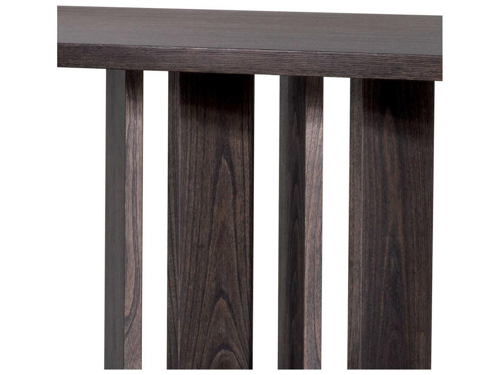 Julius Rectangle Dining Table in Mocha Oak Veneer with Bronze Finish