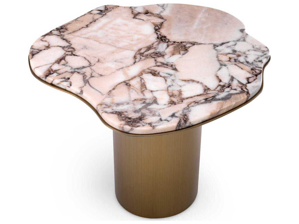 Shapiro Freeform Marble Side Table in Brushed Brass