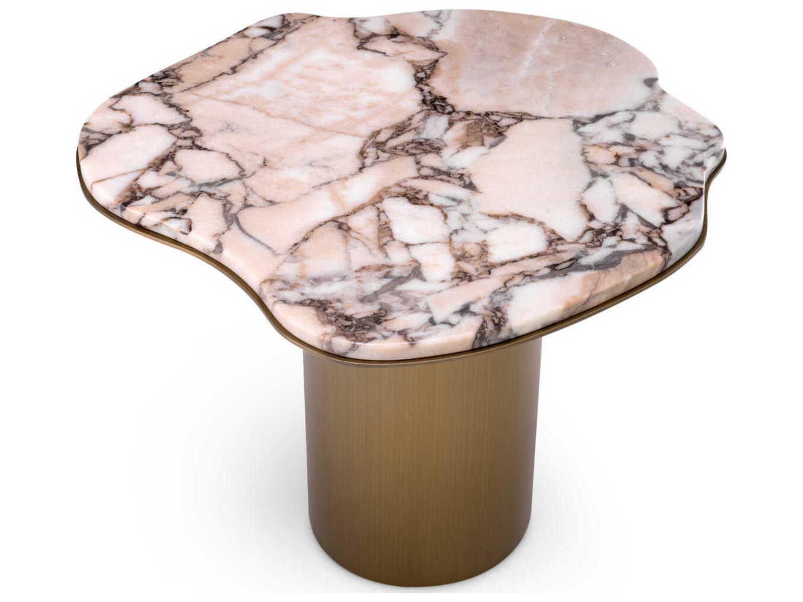 Shapiro Freeform Marble Side Table in Brushed Brass