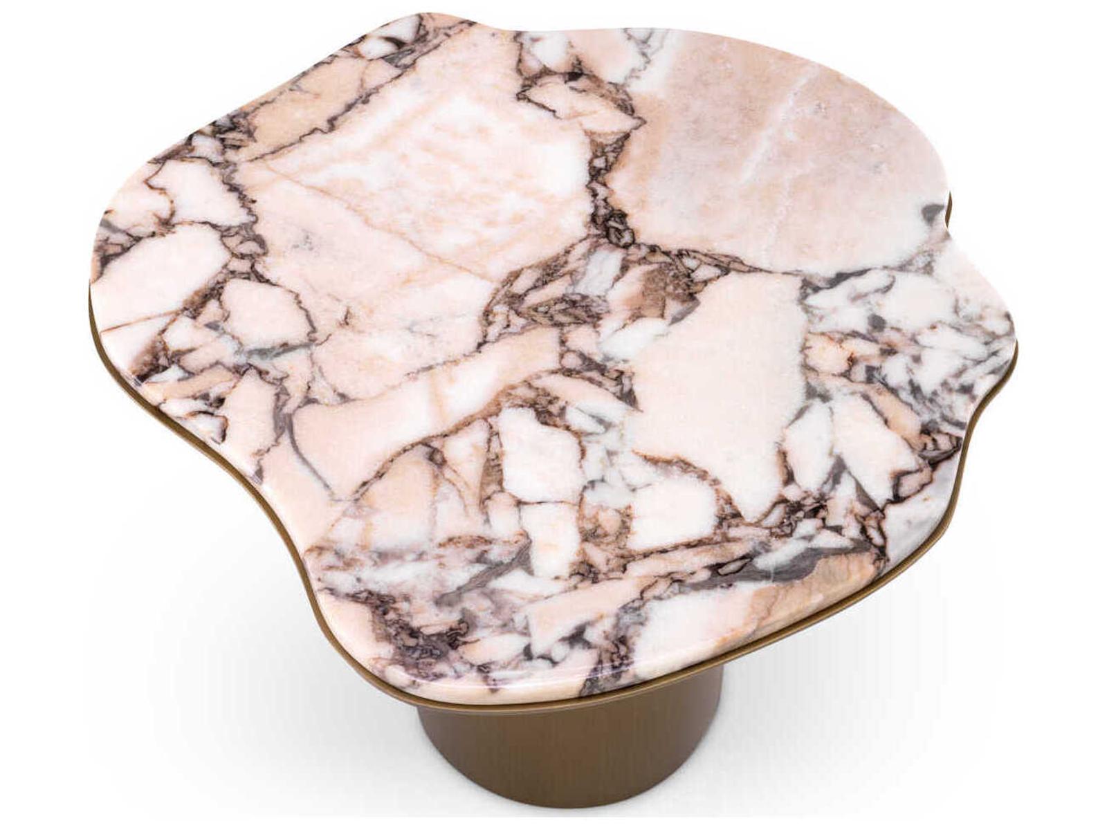 Shapiro Freeform Marble Side Table in Brushed Brass