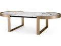 Fabio Oval Coffee Table in Brushed Brass with Barcelona Marble