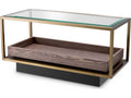 Roxton Rectangle Side Table with Brushed Brass Finish and Clear Glass