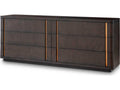 Modesto L Dresser in Mocha Oak Veneer with Brushed Brass Finish