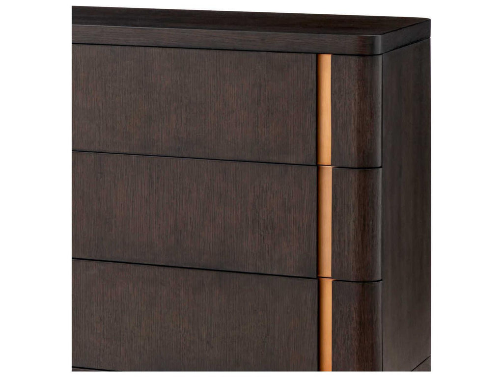 Modesto L Dresser in Mocha Oak Veneer with Brushed Brass Finish