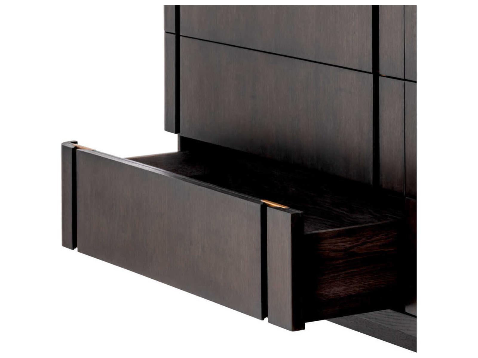 Modesto L Dresser in Mocha Oak Veneer with Brushed Brass Finish