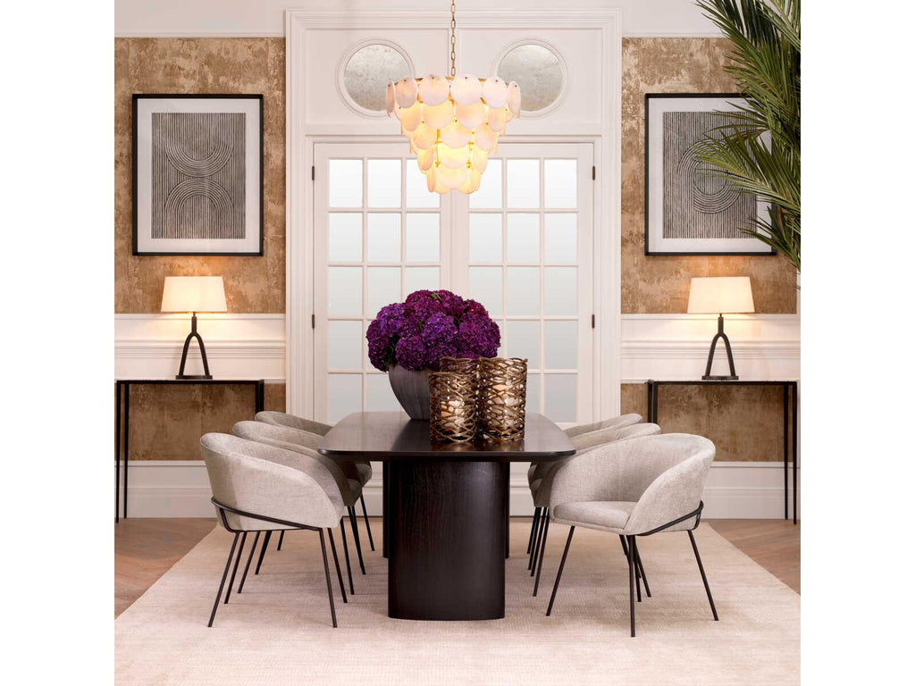Eichholtz Clementina 9-Light Chandelier in Antique Brass and Alabaster