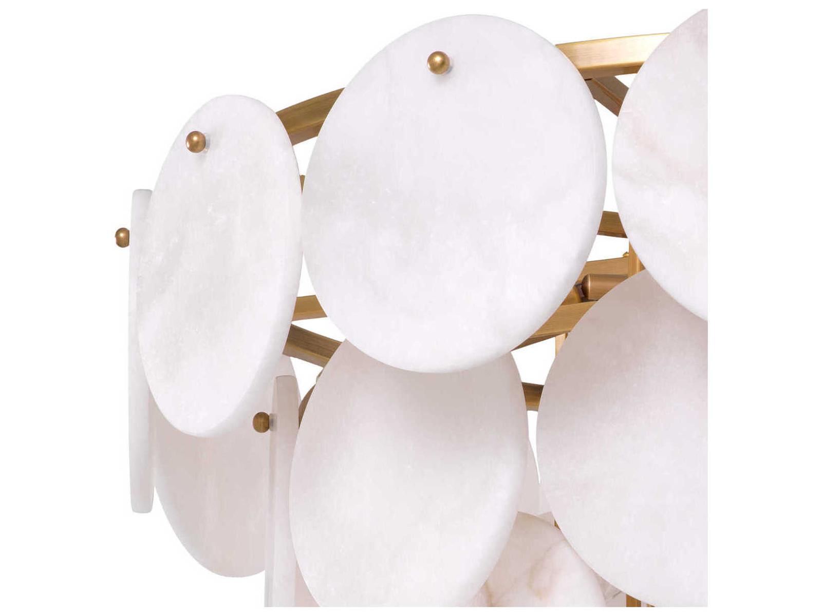 Eichholtz Clementina 9-Light Chandelier in Antique Brass and Alabaster