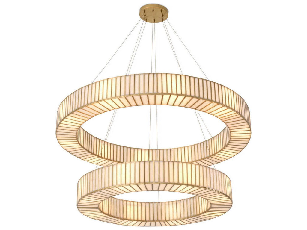 Eichholtz 18-Light Monari Chandelier in Antique Brass with Handmade Glass