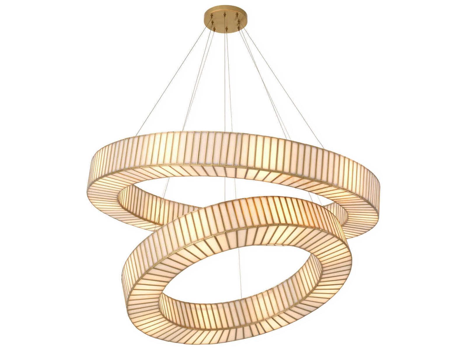Eichholtz 18-Light Monari Chandelier in Antique Brass with Handmade Glass