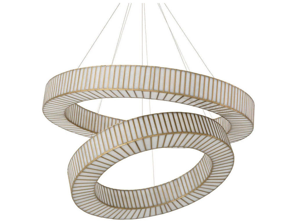 Eichholtz 18-Light Monari Chandelier in Antique Brass with Handmade Glass