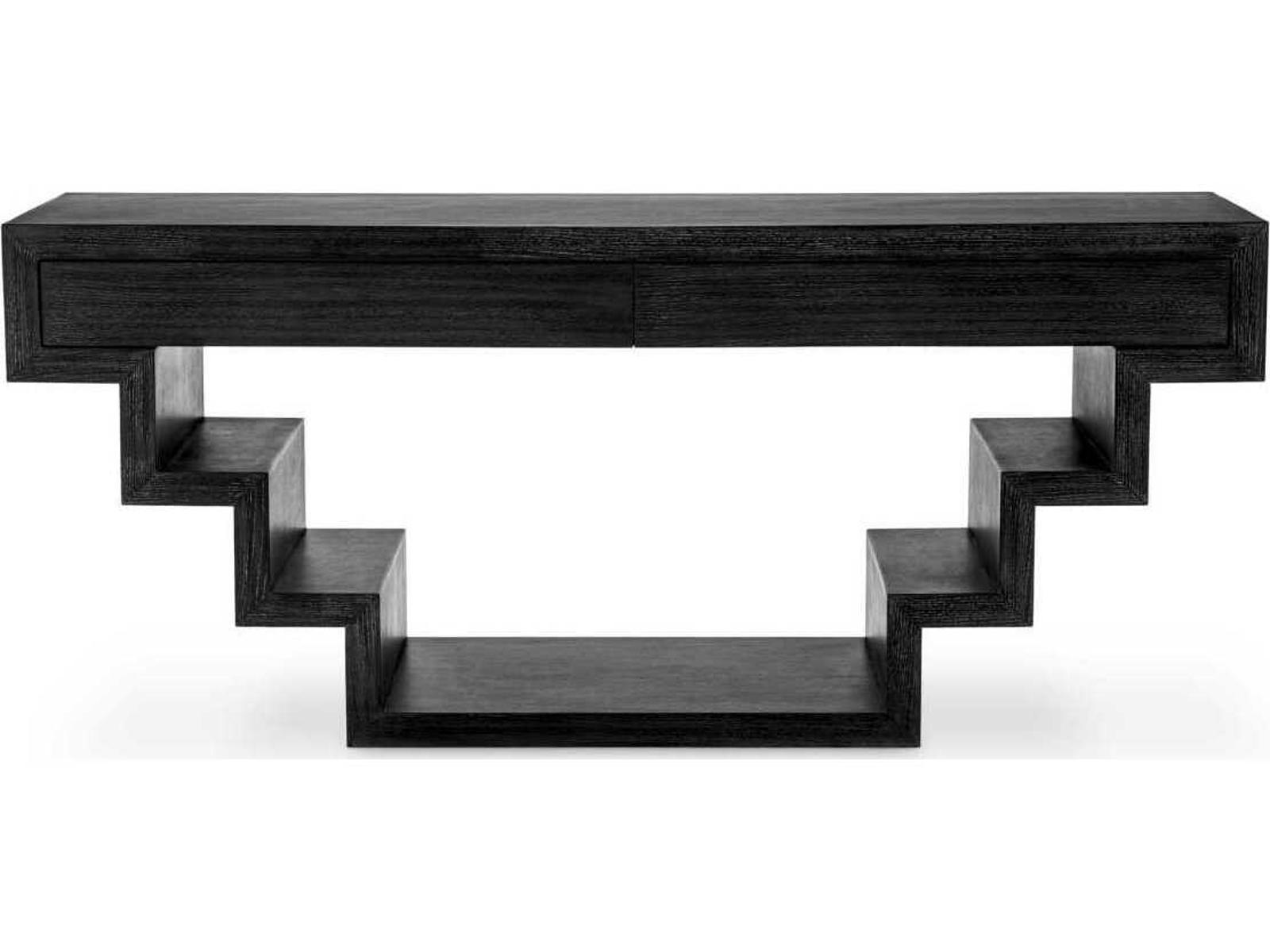 Rialto Rectangle Console Table in Charcoal Grey Oak Veneer