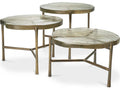 Baldovini Set of 3 Round Coffee Tables in Vintage Brass and Handmade Glass