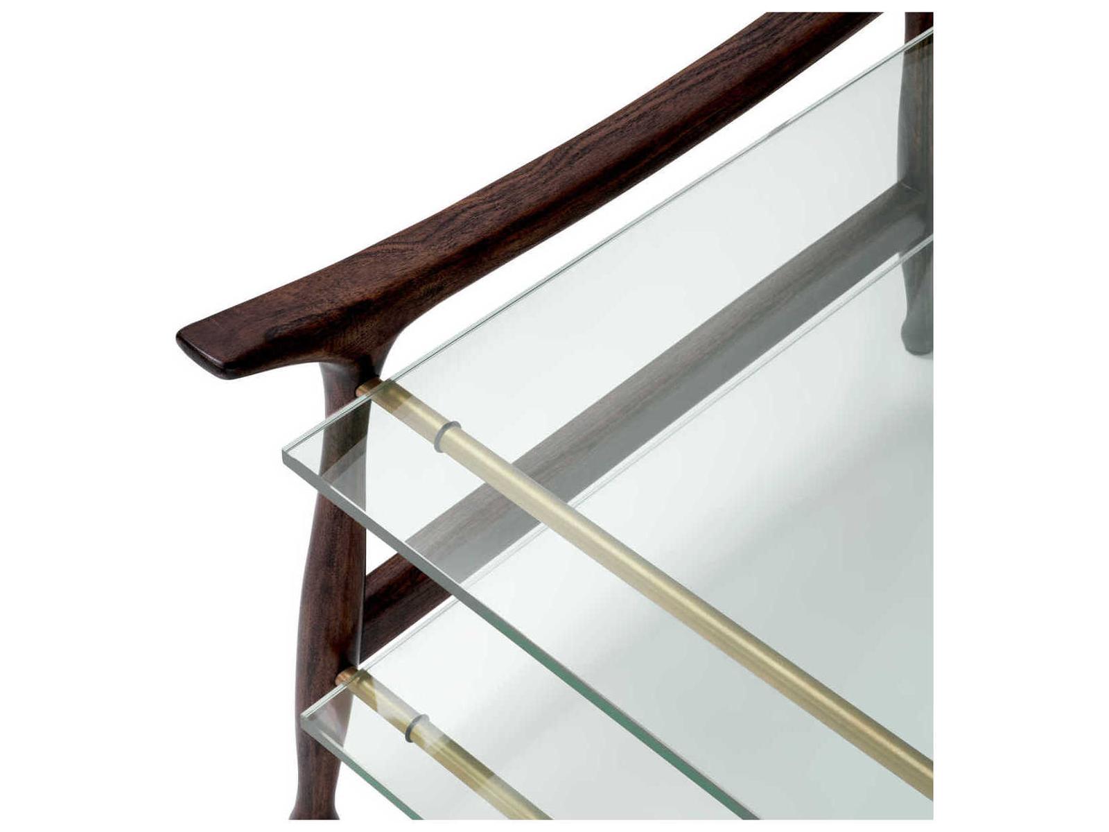 Manzo Coffee Table in Classic Brown Finish with Clear Glass