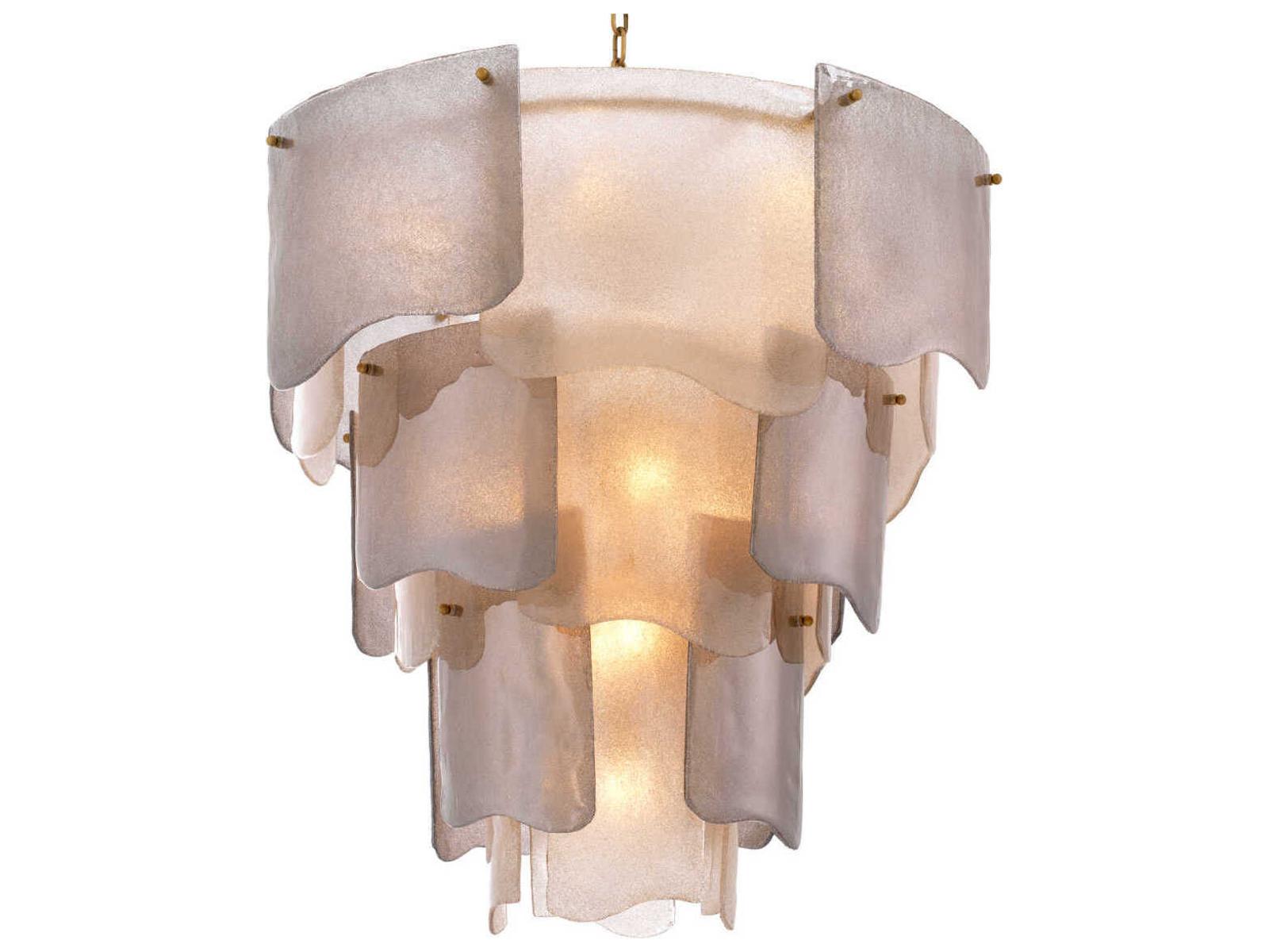 Eichholtz 13-Light Asinara L Chandelier in Antique Brass and Smoke Glass
