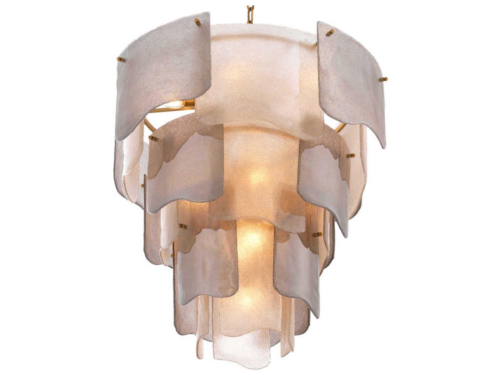 Eichholtz 13-Light Asinara L Chandelier in Antique Brass and Smoke Glass
