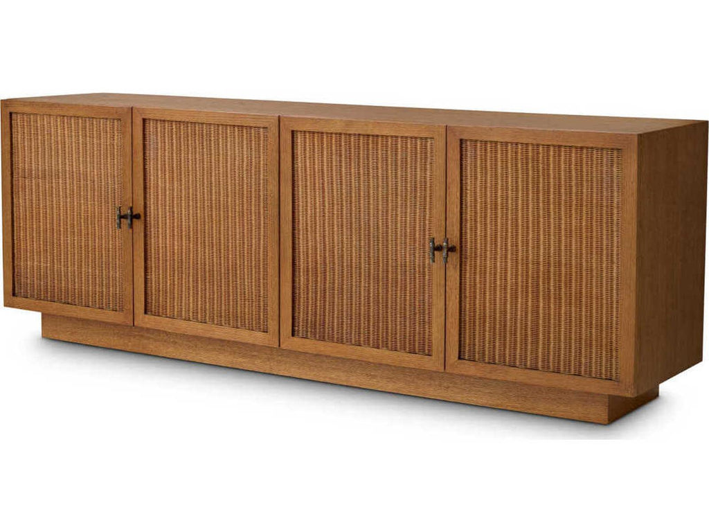 Borchard Caramel Oak Veneer Dresser with Rattan Panels