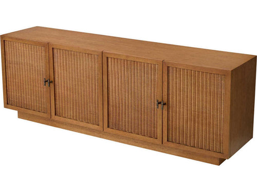 Borchard Caramel Oak Veneer Dresser with Rattan Panels