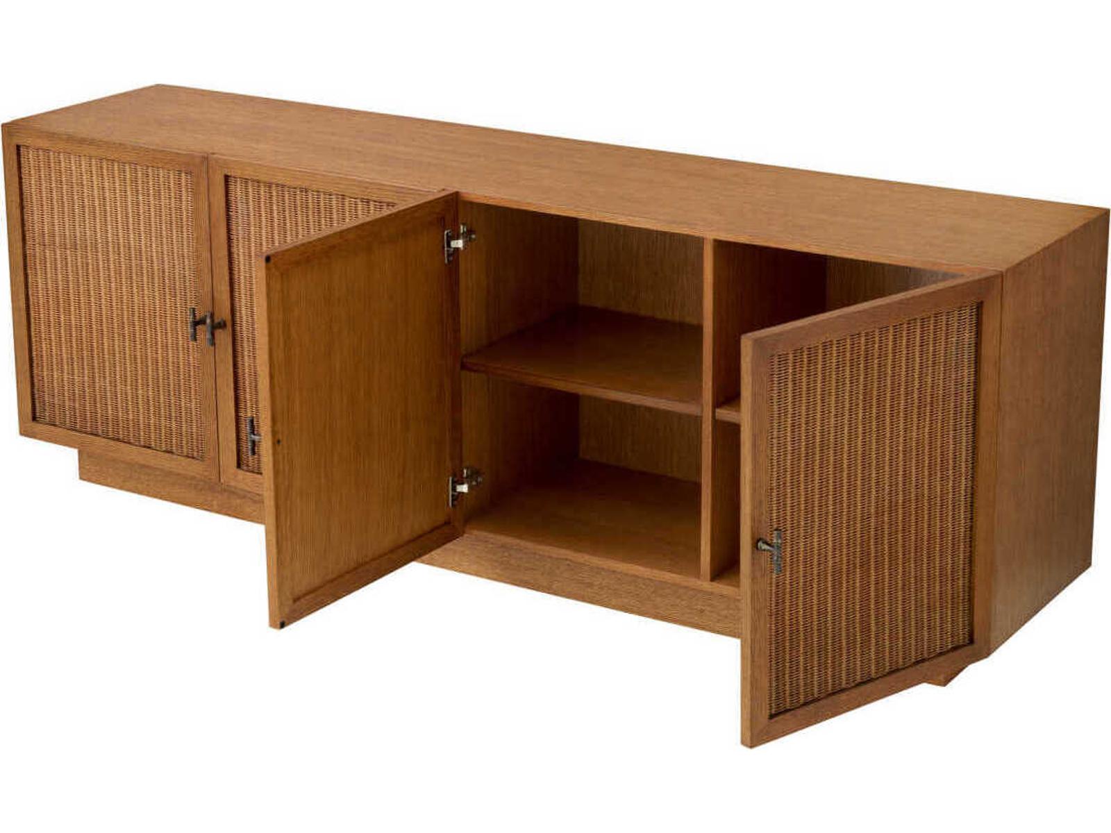 Borchard Caramel Oak Veneer Dresser with Rattan Panels