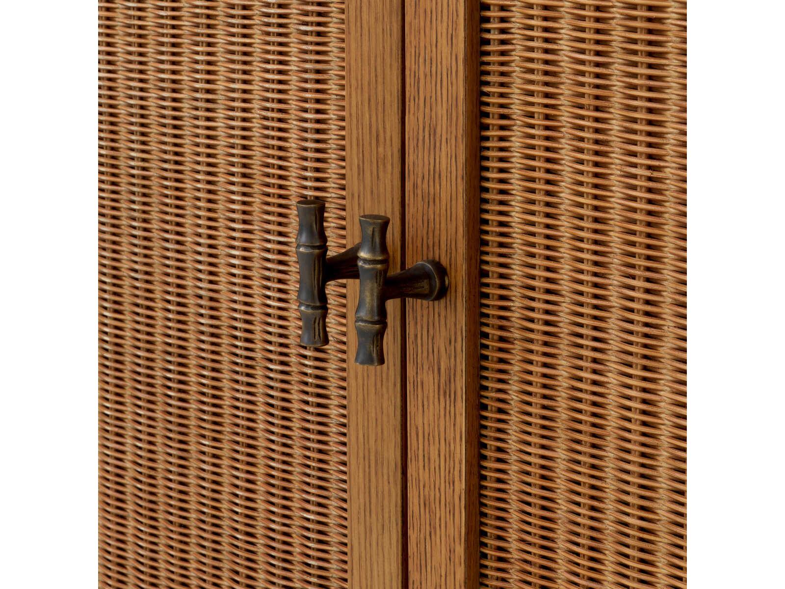 Borchard Caramel Oak Veneer Dresser with Rattan Panels