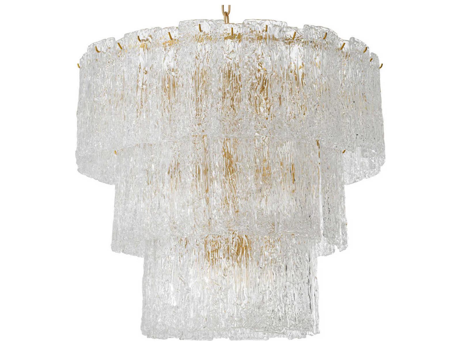 Eichholtz Almeria 18-Light Chandelier in Antique Brass with Handmade Glass
