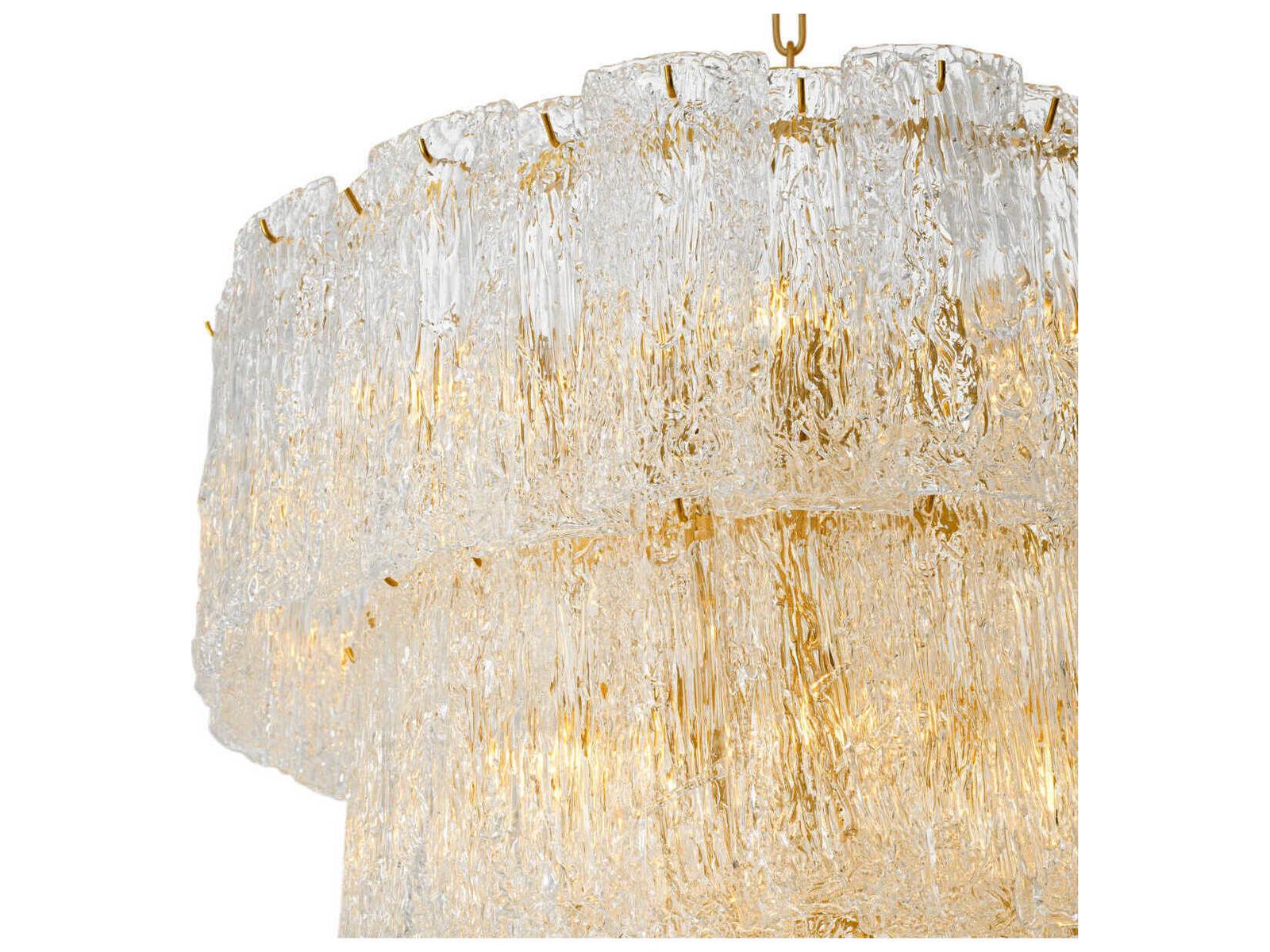 Eichholtz Almeria 18-Light Chandelier in Antique Brass with Handmade Glass