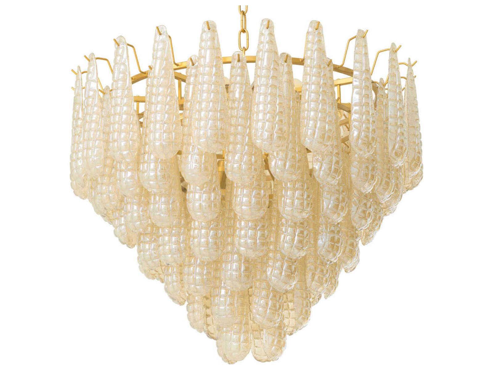 Eichholtz 12-Light Chaves L Chandelier with Champagne Glass and Antique Brass