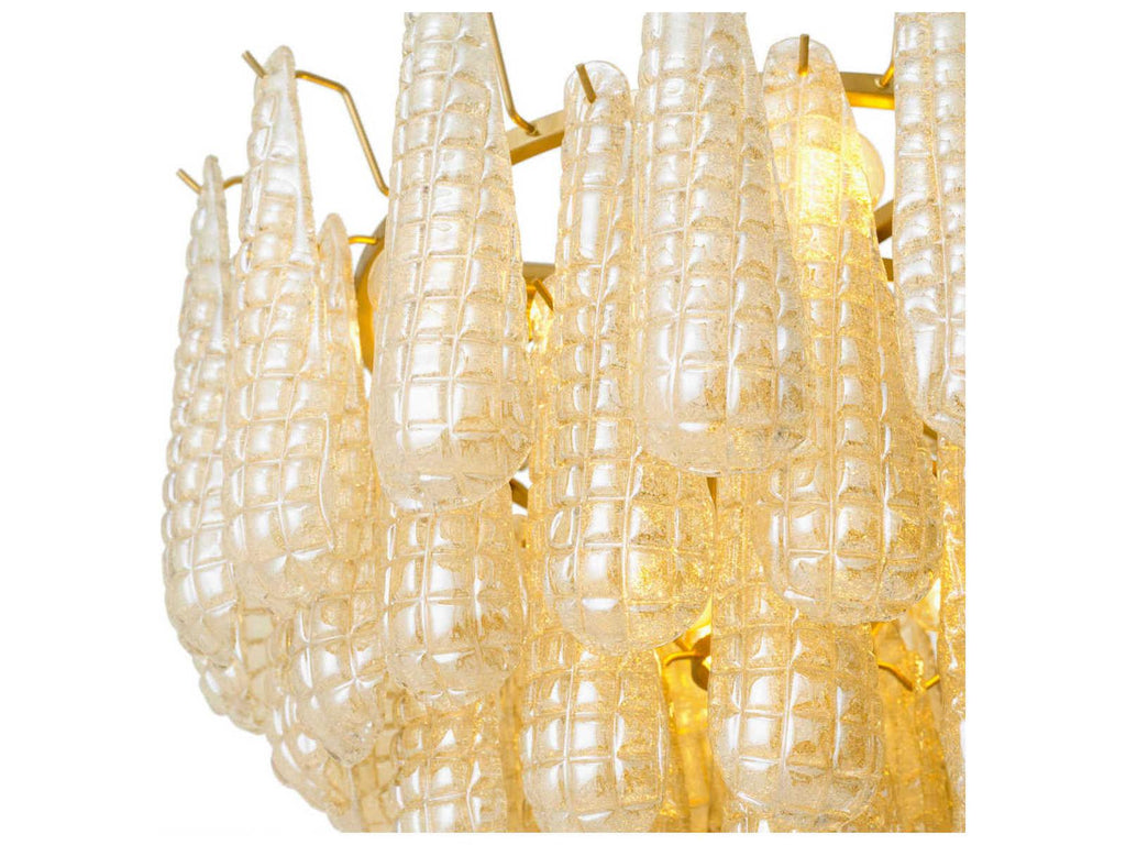 Eichholtz Chaves S 9-Light Champagne Glass Chandelier in Antique Brass Finish