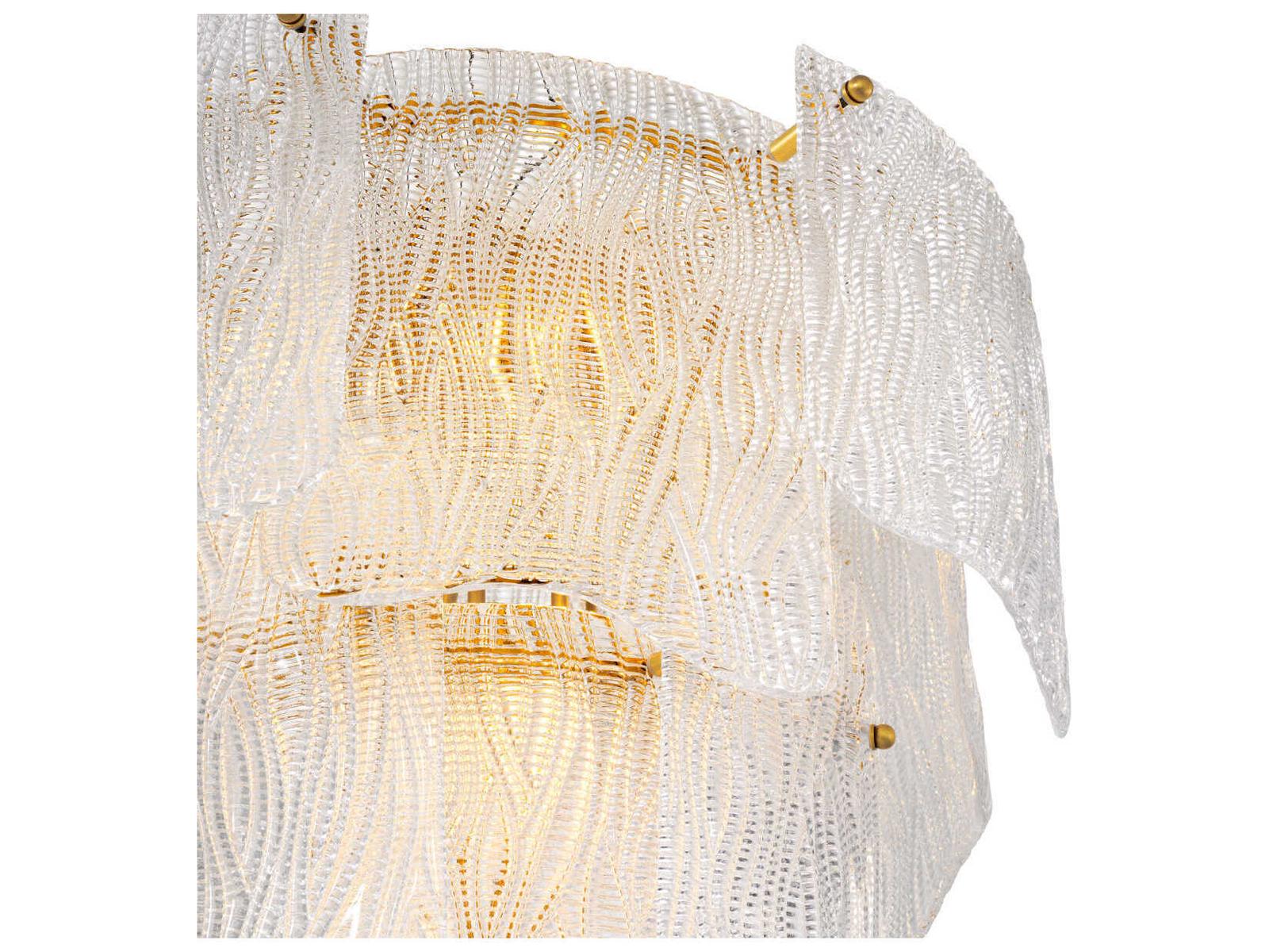 Eichholtz 7-Light Asinara Chandelier with Clear Textured Glass and Antique Brass Finish