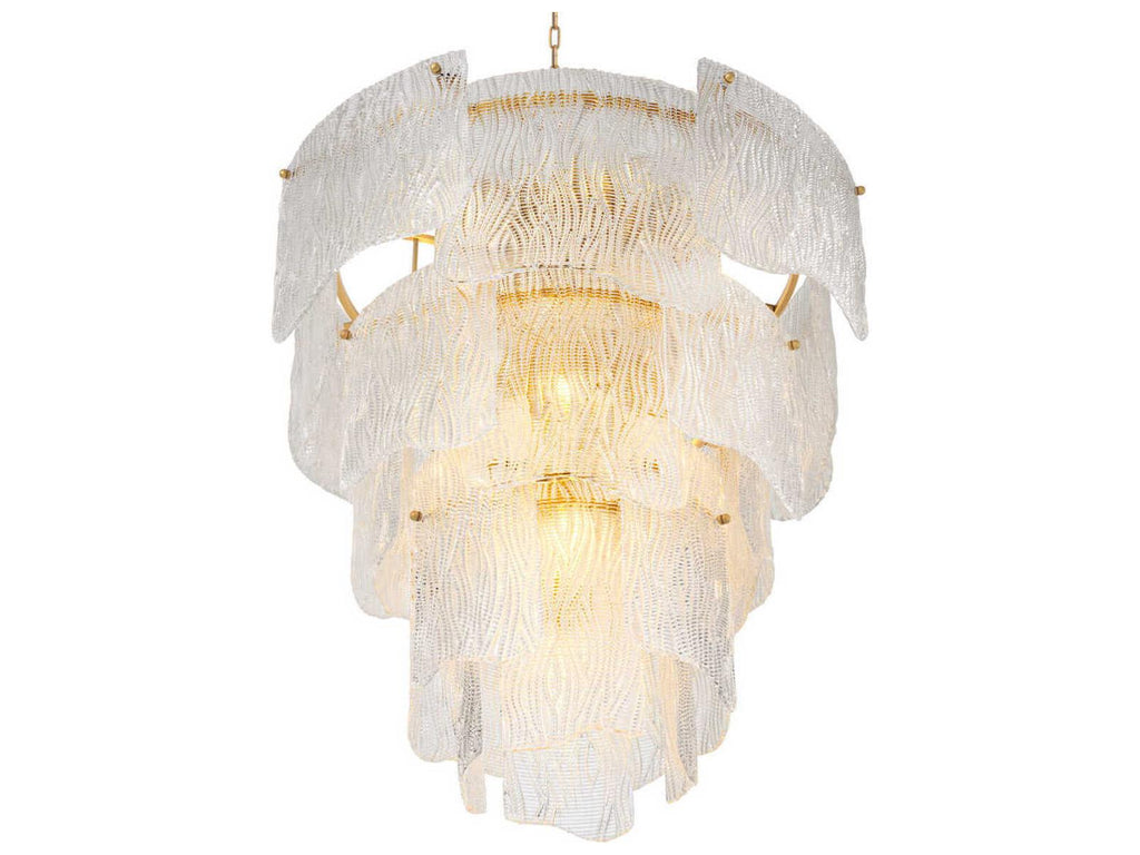Eichholtz Asinara L 13-Light Clear Textured Glass Chandelier in Antique Brass