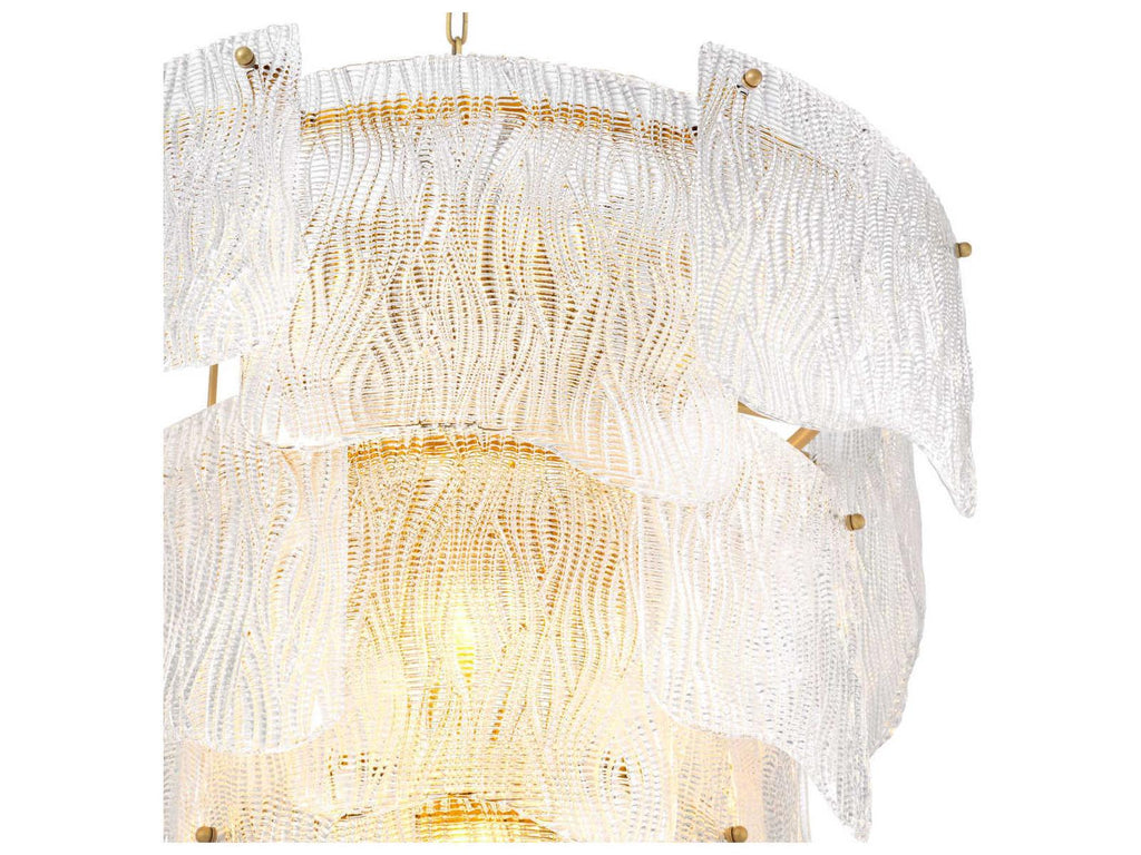 Eichholtz Asinara L 13-Light Clear Textured Glass Chandelier in Antique Brass