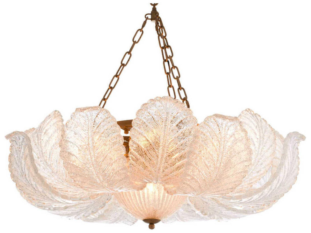 Eichholtz Cabrillo 7-Light Textured Glass Chandelier in Antique Brass Finish