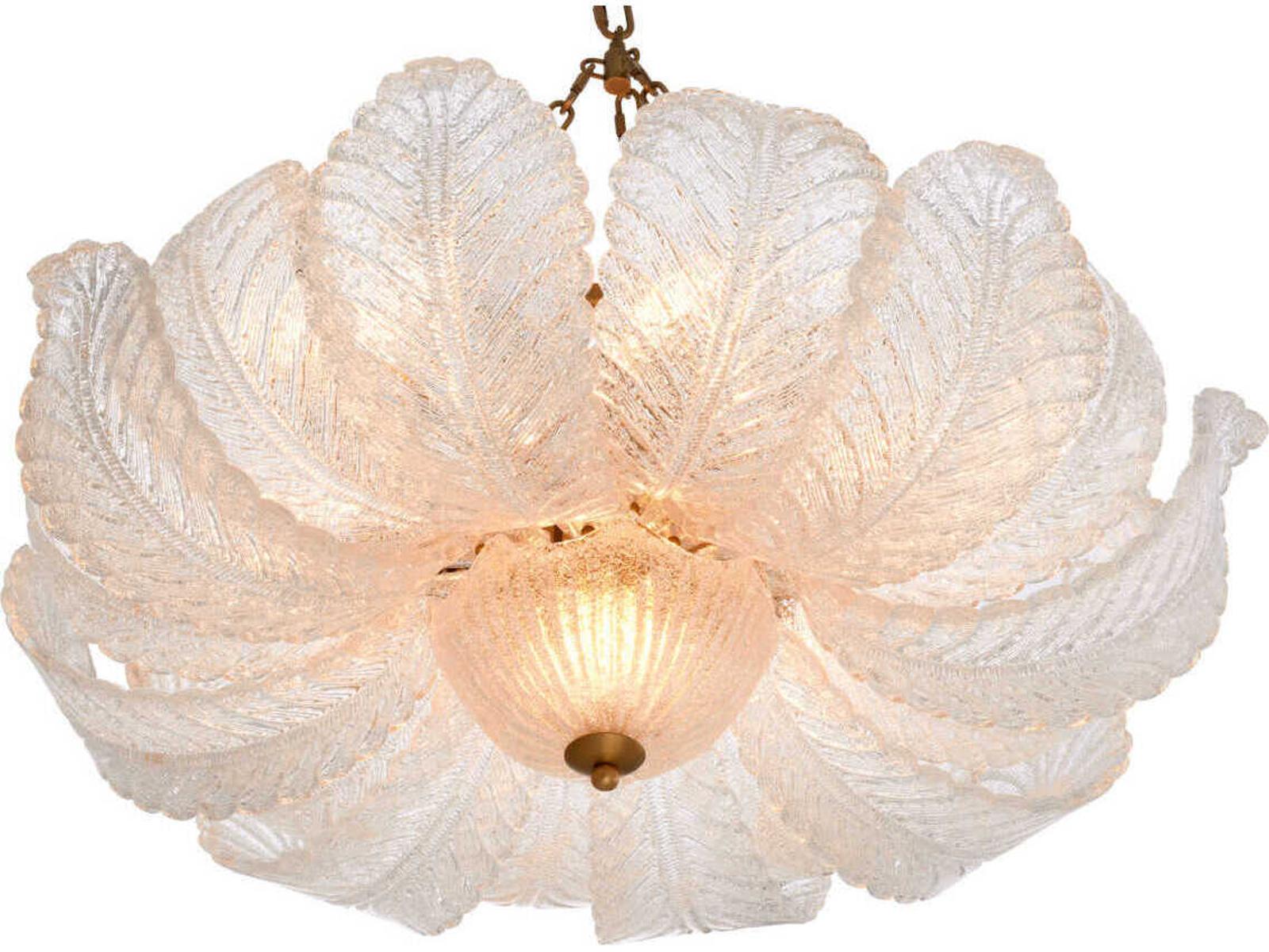 Eichholtz Cabrillo 7-Light Textured Glass Chandelier in Antique Brass Finish