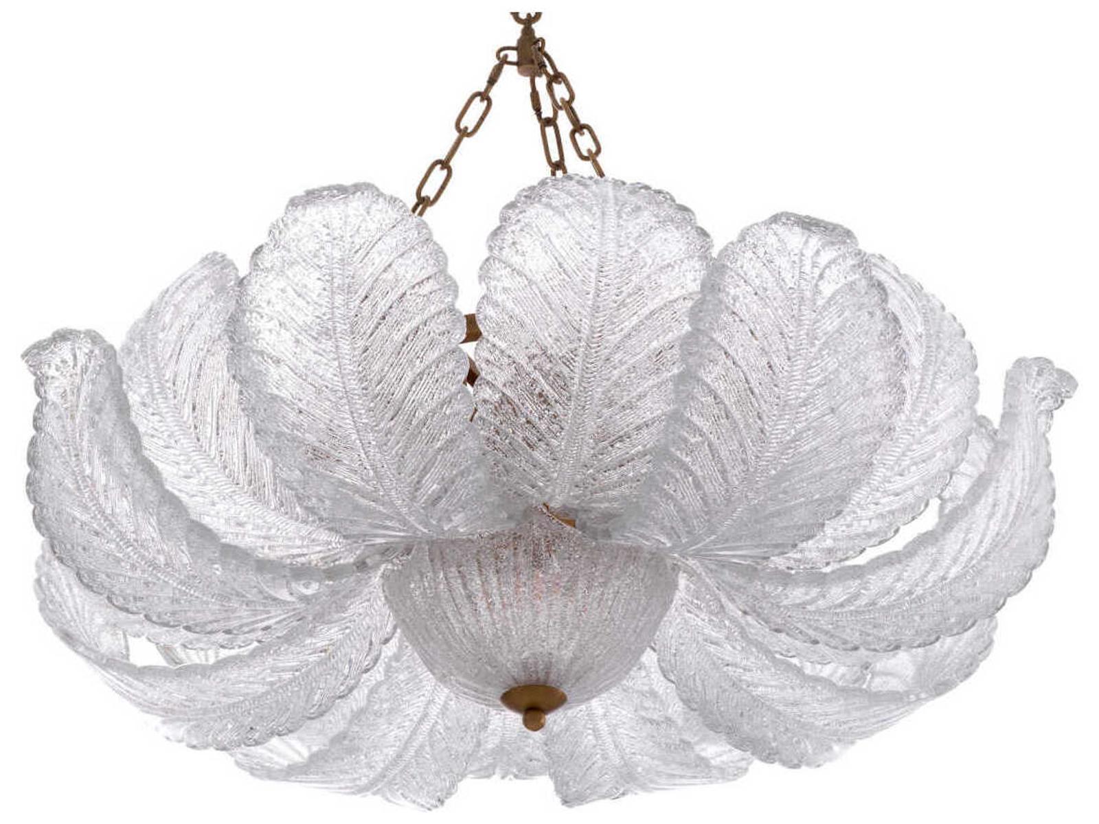 Eichholtz Cabrillo 7-Light Textured Glass Chandelier in Antique Brass Finish