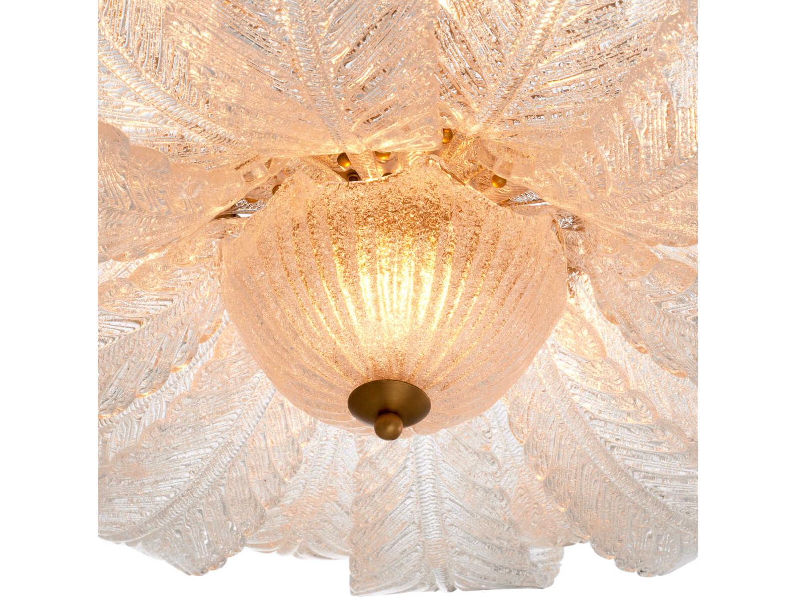 Eichholtz Cabrillo 7-Light Textured Glass Chandelier in Antique Brass Finish