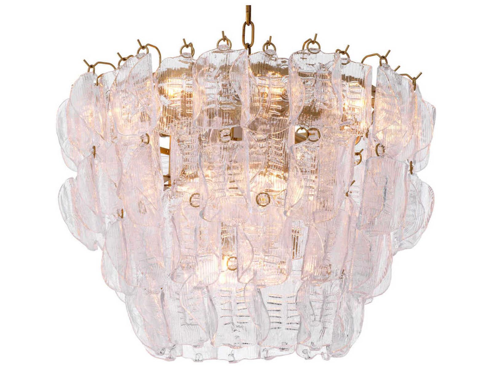 Eichholtz 14-Light Solange Chandelier in Antique Brass and Clear Glass