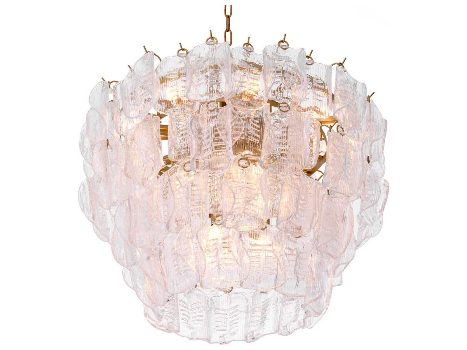 Eichholtz 14-Light Solange Chandelier in Antique Brass and Clear Glass
