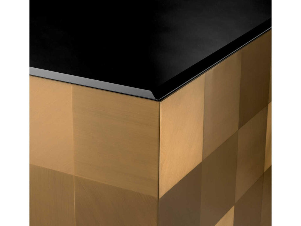 Saint John Square Coffee Table in Brushed Brass with Black Glass