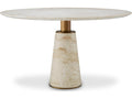 Genova Round Dining Table in Travertine and Brushed Brass