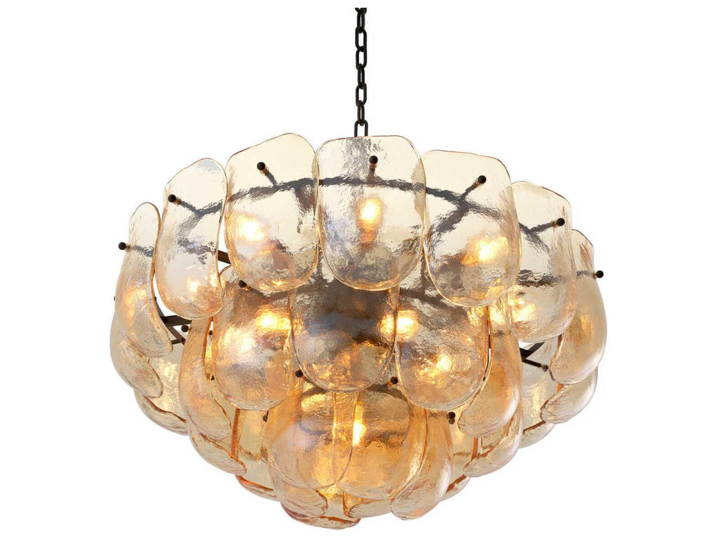 Eichholtz Gustave 13-Light Chandelier in Champagne Colored Glass and Bronze