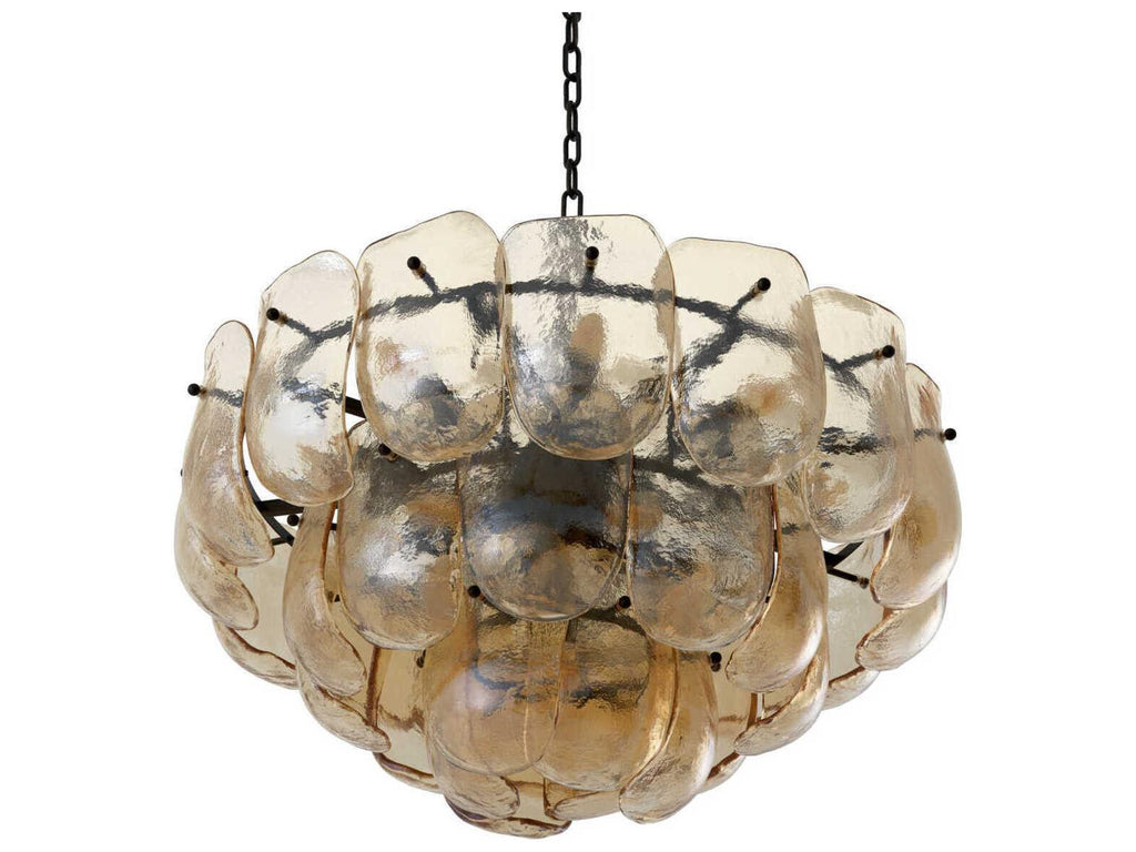 Eichholtz Gustave 13-Light Chandelier in Champagne Colored Glass and Bronze