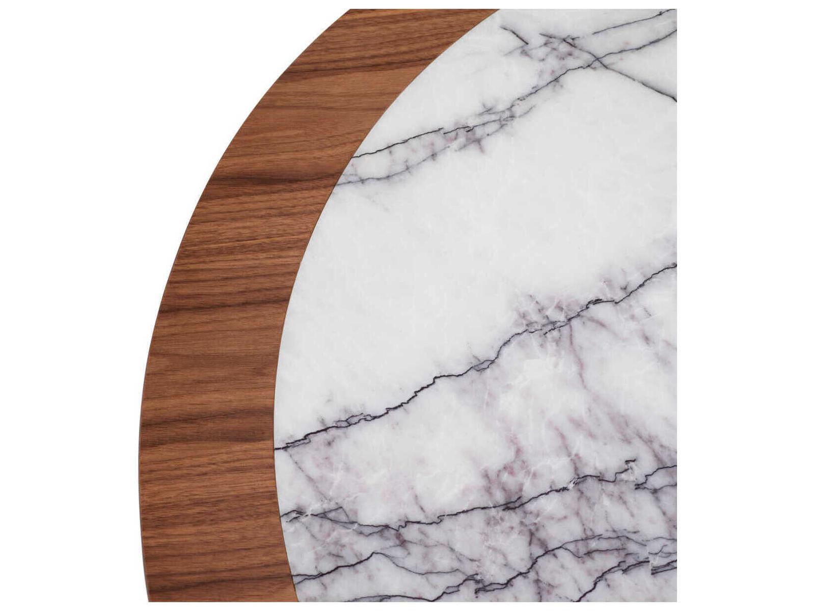 Presedio Round Coffee Table Walnut Veneer Bianco Lilac Marble