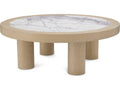Presedio Round Coffee Table Washed Oak Veneer and Bianco Lilac Marble