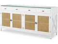 Bahamas Piano White Dresser with Natural Cane Accents