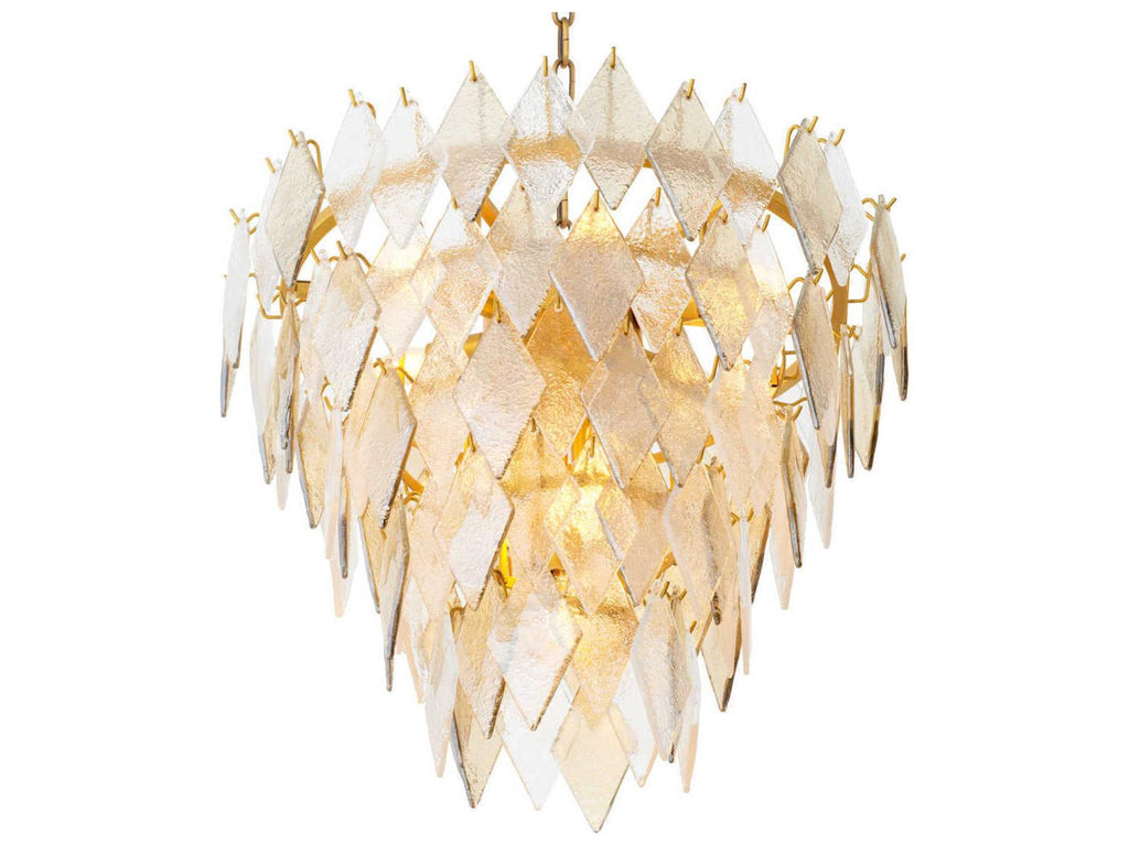 Eichholtz 10-Light Rhombus S Chandelier with Handmade Sugared Glass Antique Brass