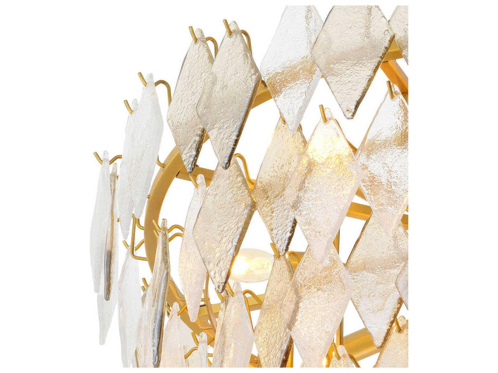 Eichholtz 10-Light Rhombus S Chandelier with Handmade Sugared Glass Antique Brass