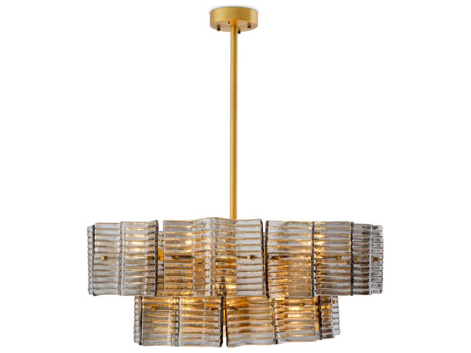 Eichholtz Silvano 12-Light Chandelier in Smoke Glass and Antique Brass