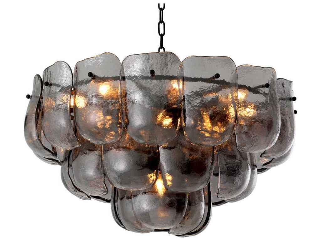 Eichholtz Gustave 13-Light Smoke Glass Chandelier in Bronze